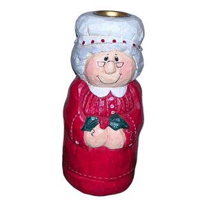 Eddie Walker MRS CLAUS Candle Holder Signed Holidays Decor Midwest of California